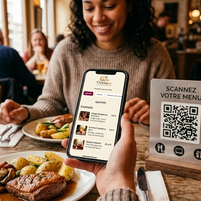 Menu QR accessible sur smartphone